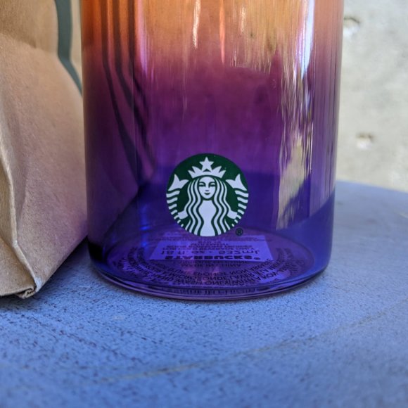 NWT Starbucks Frosted Purple Orange Glass Bottle - Picture 9 of 10